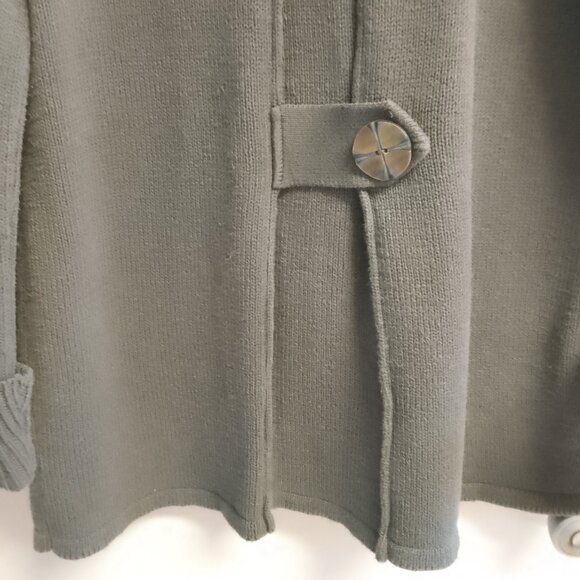 Women's Vintage Willow Boho Long Gray Sweater Coat with Fancy Buttons Large - Picture 9 of 10